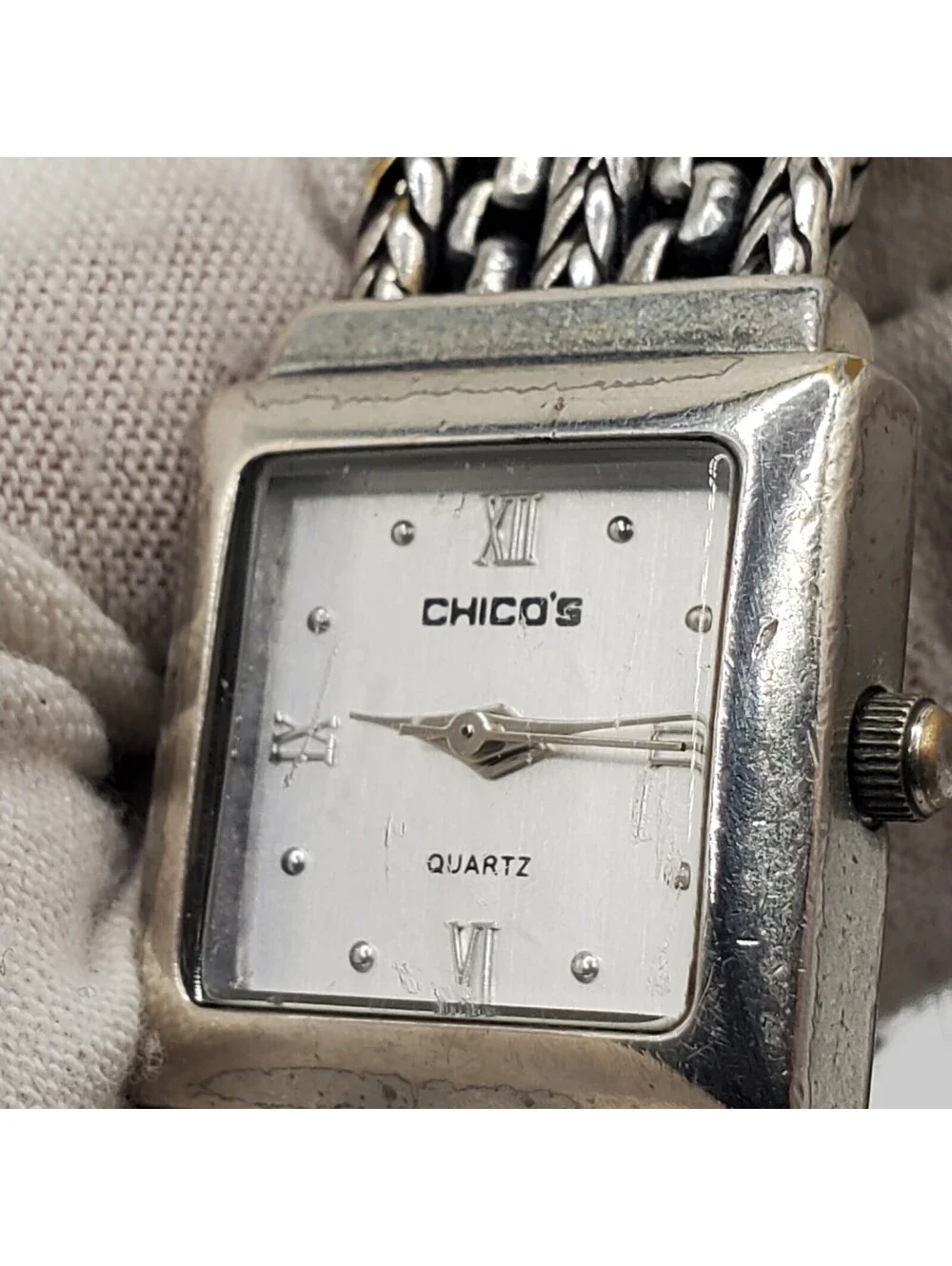 Chico's Quartz Chain Band Womens Watch 21mm Square New Battery